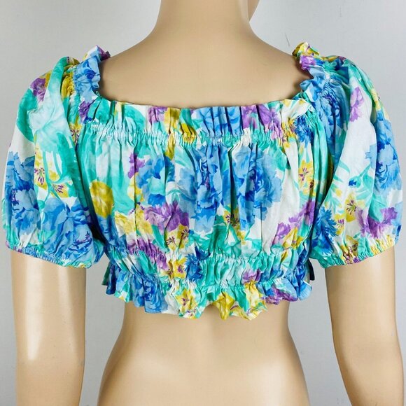 Zara Colorful Multicolor Artsy Abstract Bohemian Print Women's S Crop Top - Picture 5 of 9